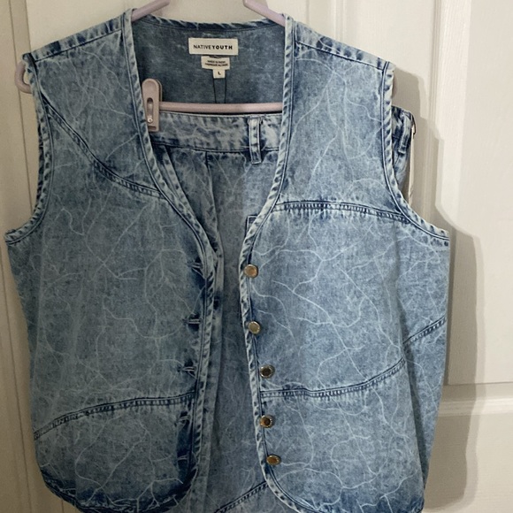 Free people native youth vest and jeans L NWT 100 cotton lightweight set - Picture 2 of 16